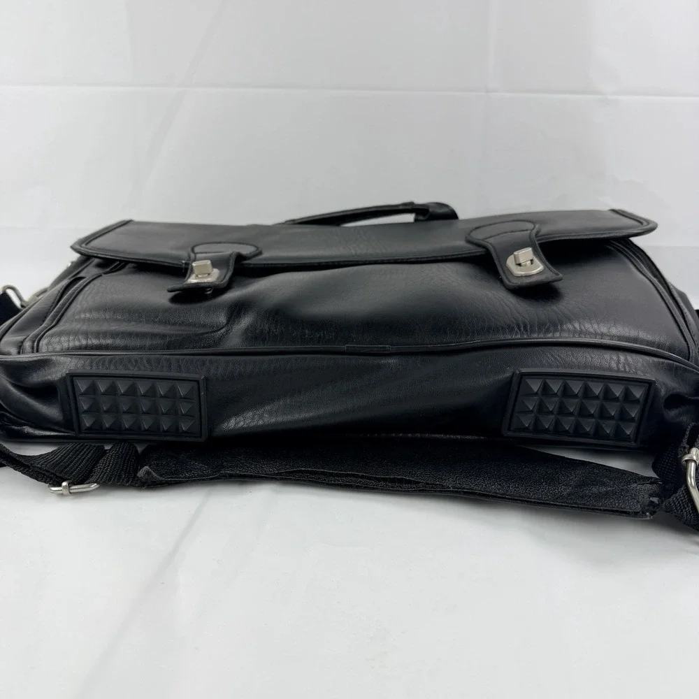 Unbranded Leather Laptop Bag Satchel Black Large Business Casual Shoulder Strap